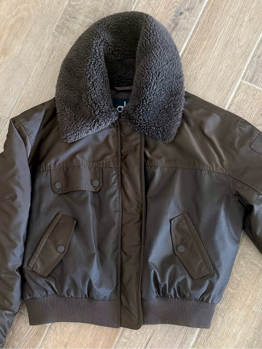 Women’s Alo Brown Sherpa Collar Bomber Jacket